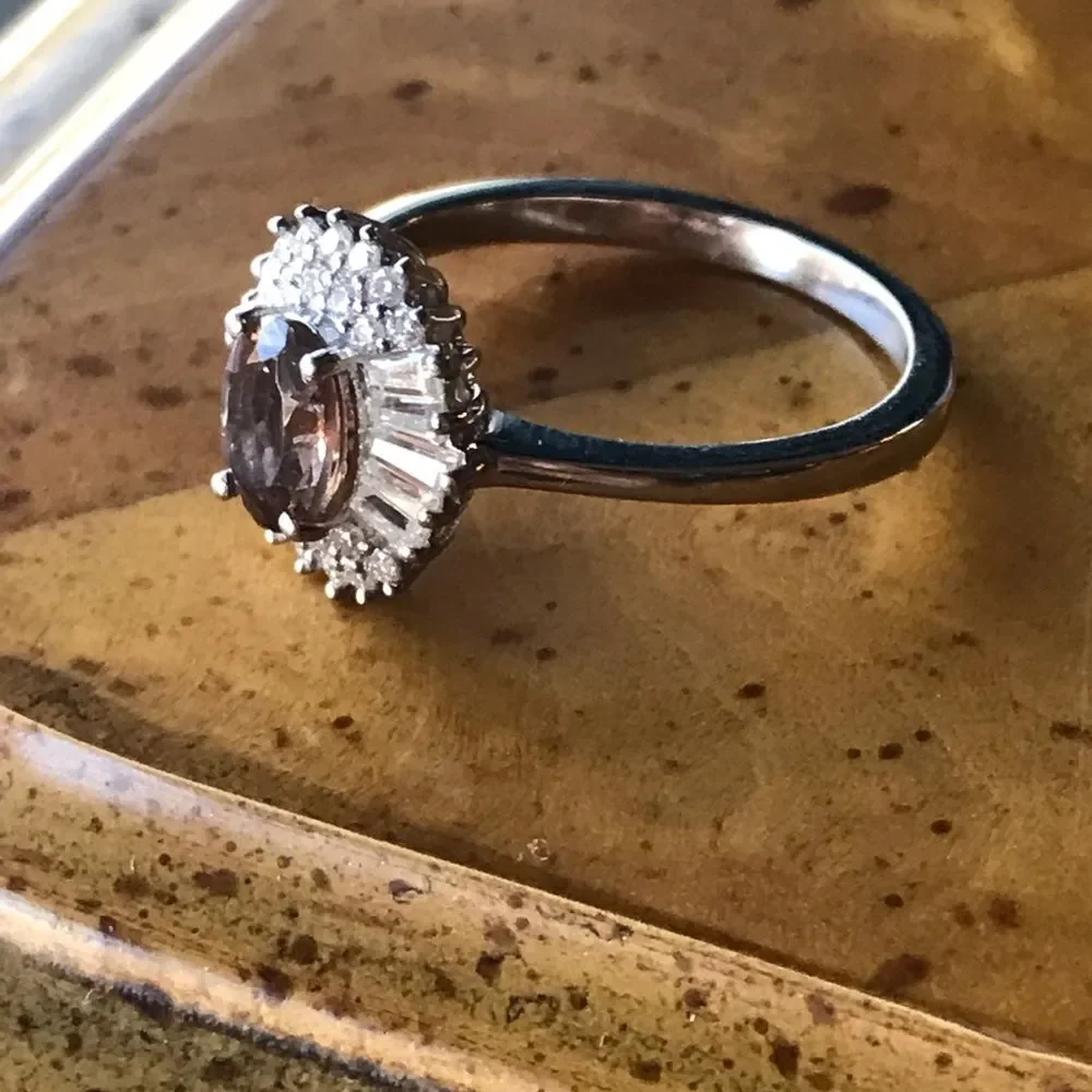 Natural Andalusite Sterling Silver Halo Ring Size 8